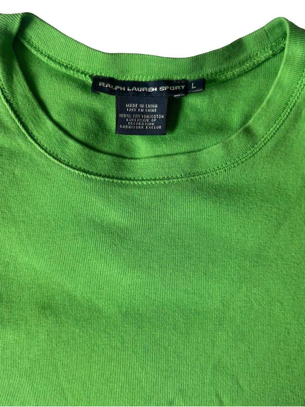 Ralph Lauren Sport Women’s Green Cotton Knit Logo Crew Neck T-Shirt Size L - Picture 2 of 6